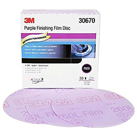 3M Hookit Purple Finishing Film Abrasive Disc 260L, 30670, 6 In, P800 7100122792